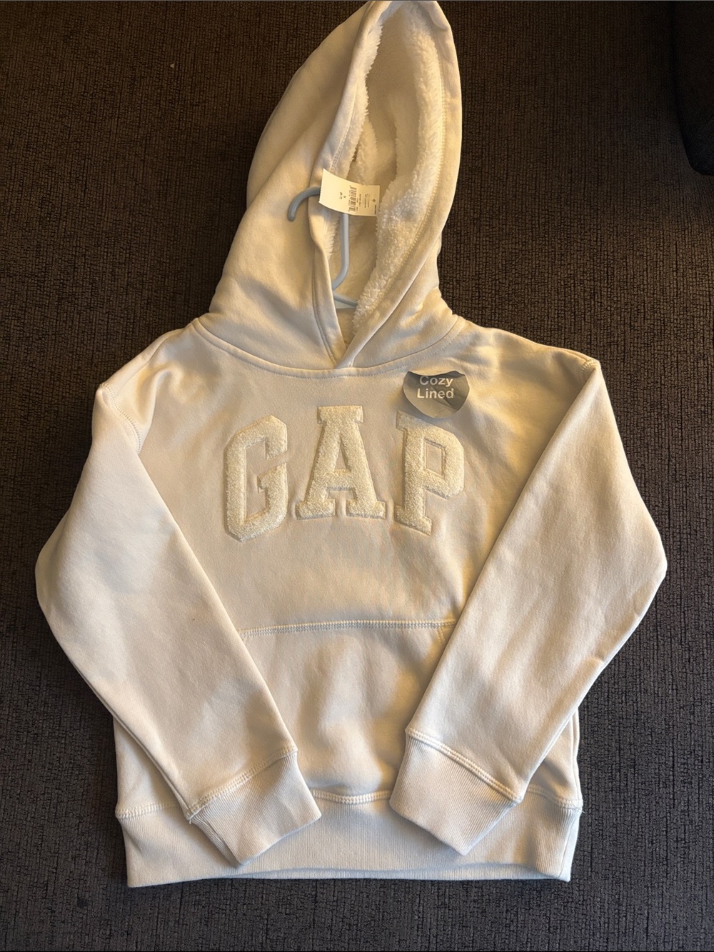 GAP Kids Sherpa Lined White Hooded Sweatshirt